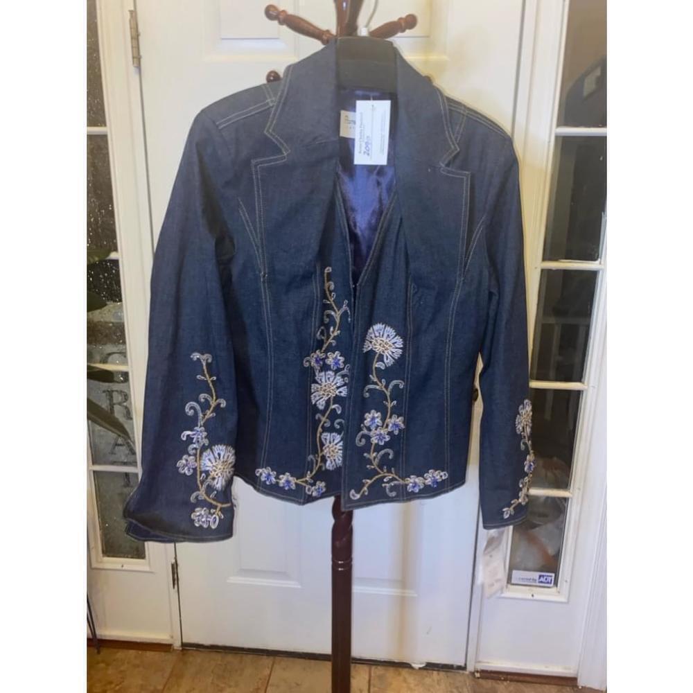 Pamela McCoy Vintage denim embroidered and beaded lined jacket size XL